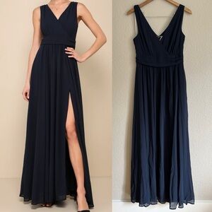 NWOT Thoughts of Hue Navy Blue Surplice Maxi Dress